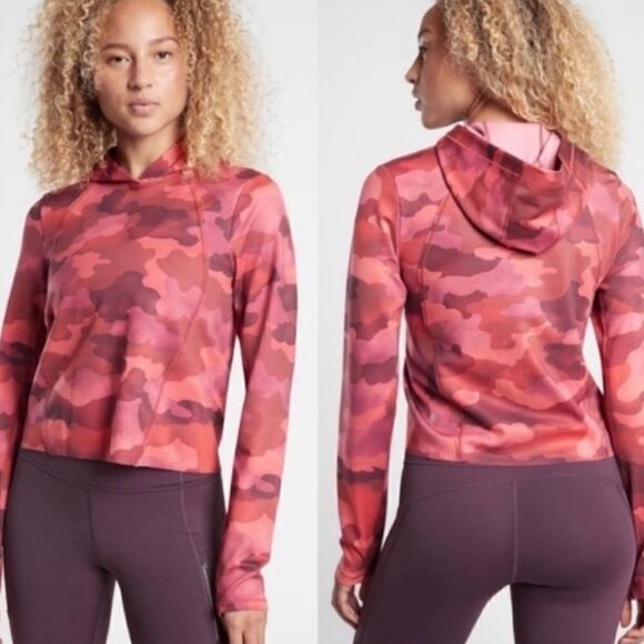 Athleta  Pinnacle Red Camo Cropped Hoodie - Picture 1 of 11
